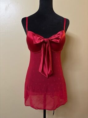 Rampage Red Satin Bow Chemise Nightdress - Women's Intimates